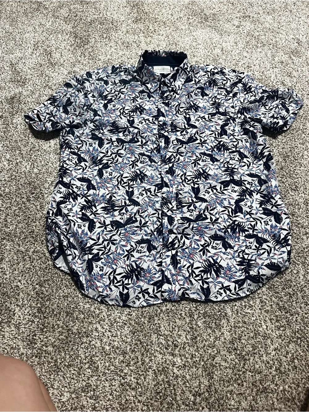 CON.STRUCT Slim Fit Floral Button Up Shirt Men’s Large Stretch Short Sleeve - Picture 2 of 7